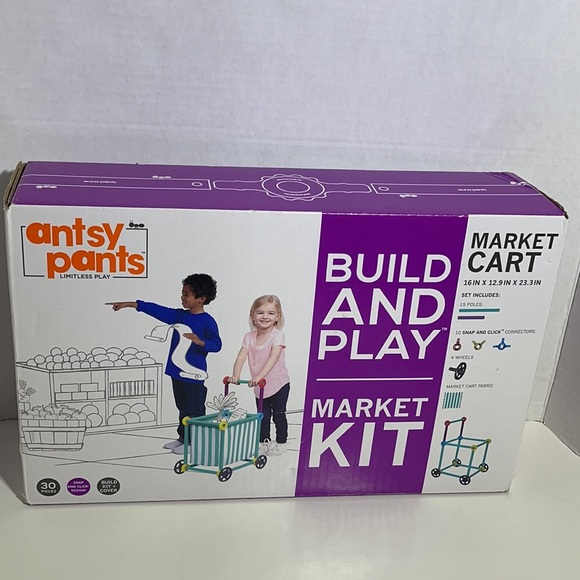 Antsy Pants Kids 30 Piece Build and Play Market Cart Kit Set - Picture 2 of 6
